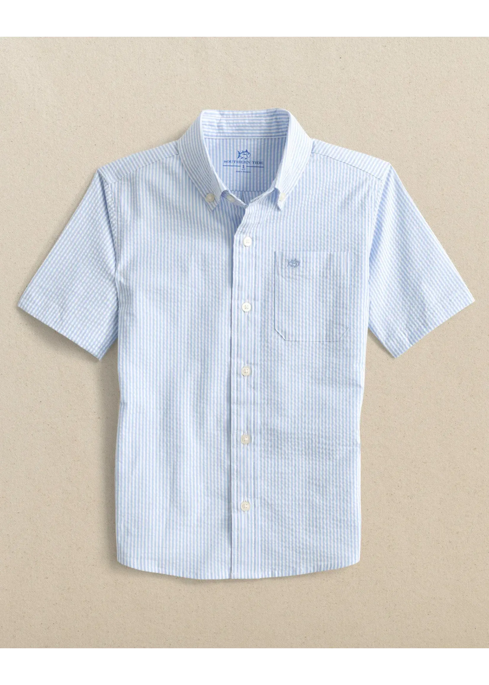 Southern Tide Southern Tide Y SS Folly Field Seersucker Sportshirt - Ocean Channel