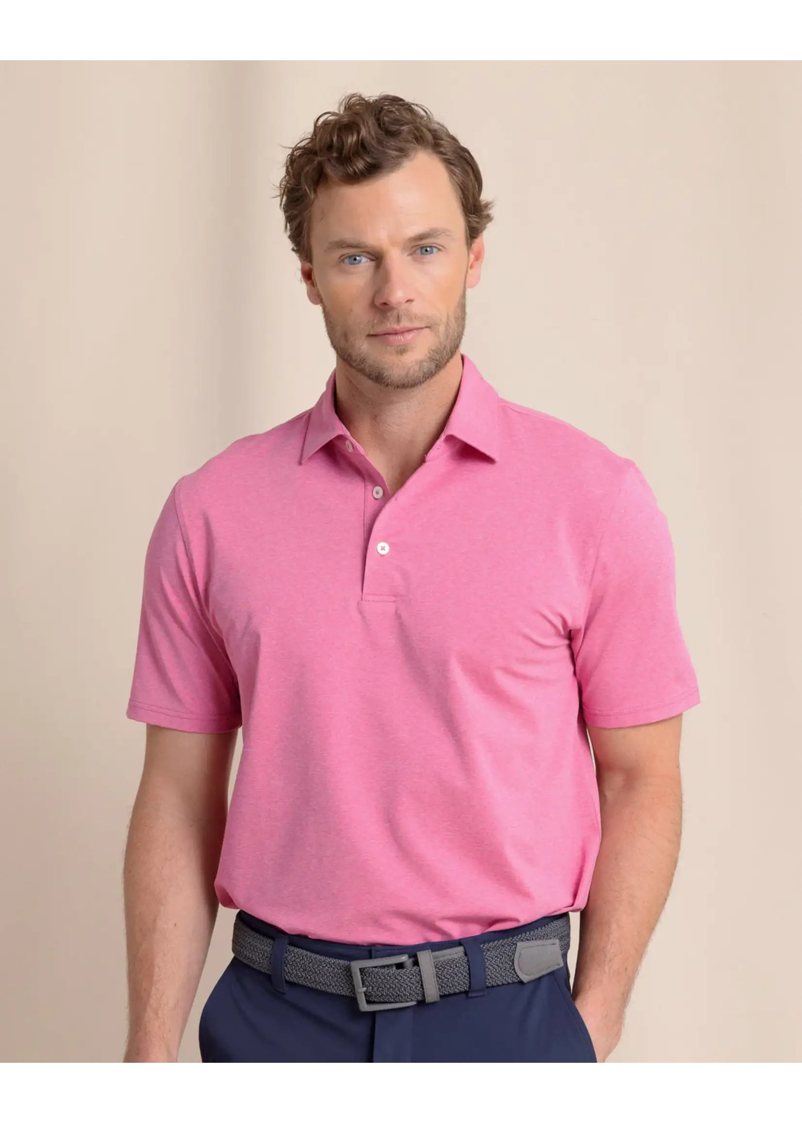 Southern Tide Southern tide M SS Breeze Clayton Stripe Polo - Very Berry