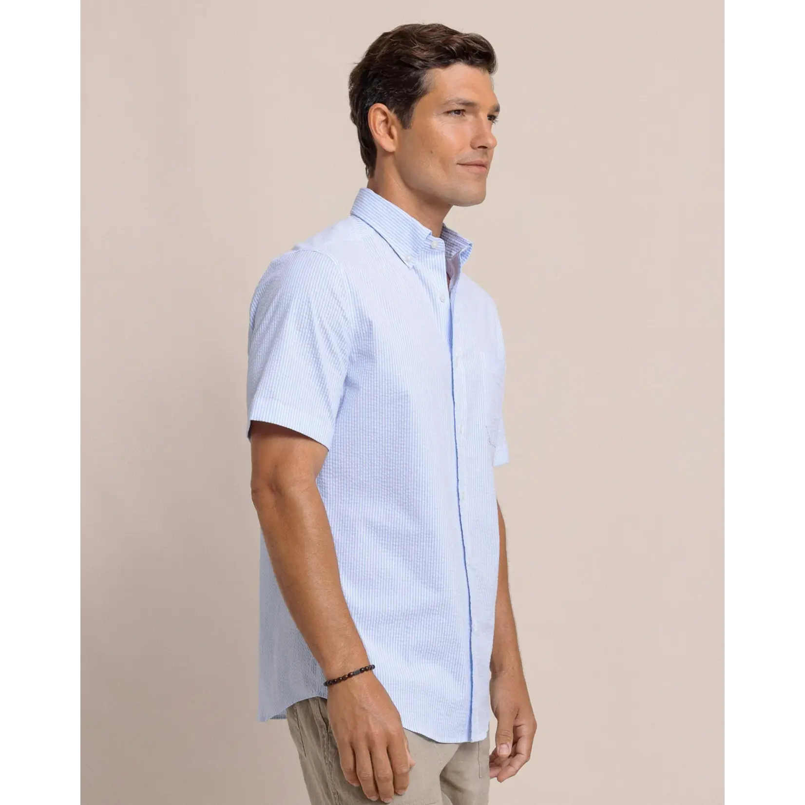 Southern Tide Southern Tide M SS Folly Field Stripe Seersucker Sportshirt - Ocean Channel