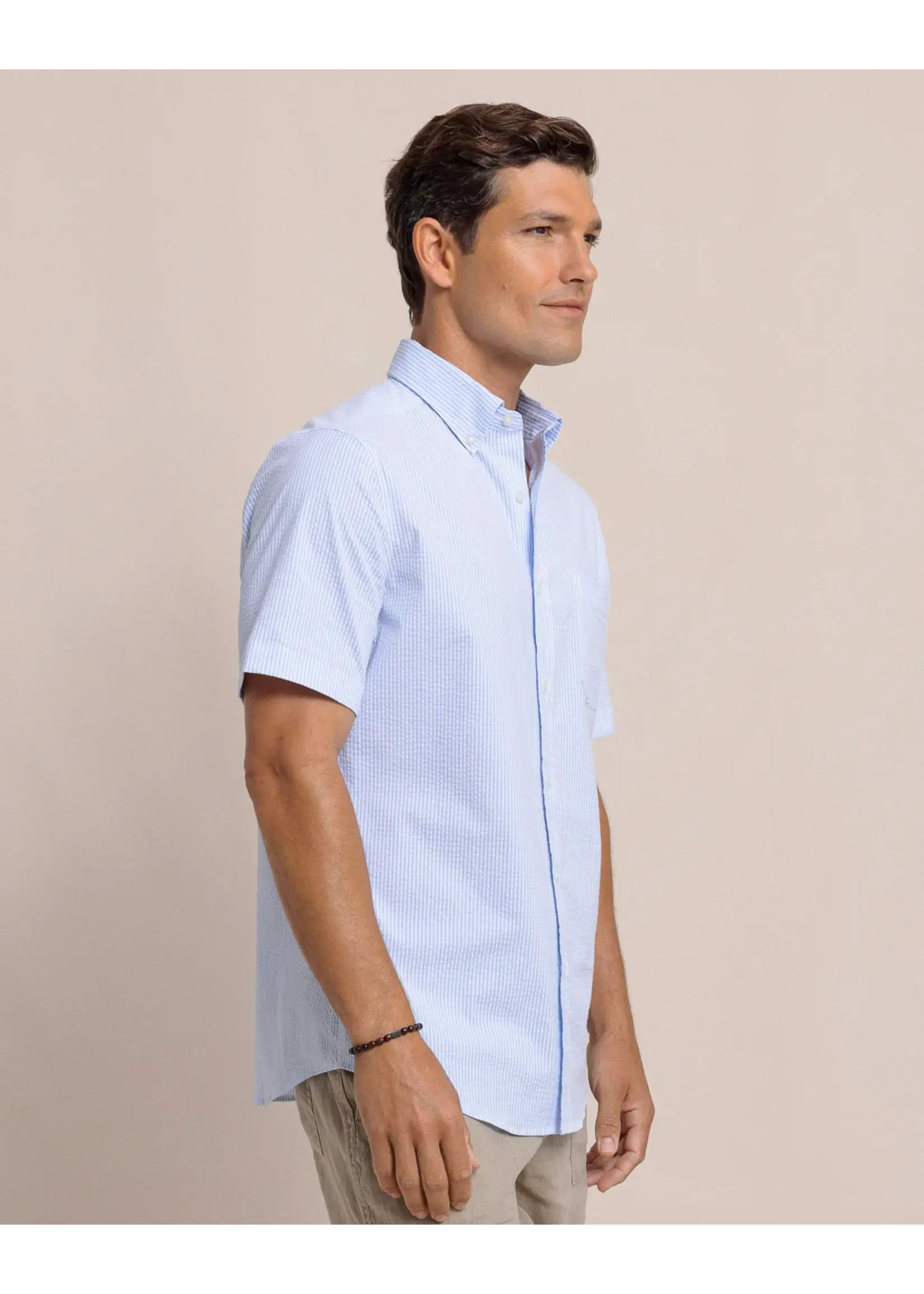 Southern Tide Southern Tide M SS Folly Field Stripe Seersucker Sportshirt - Ocean Channel