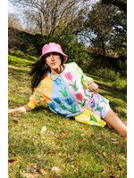 qos QOS Neon Colorblock Tulip Sweatshirt