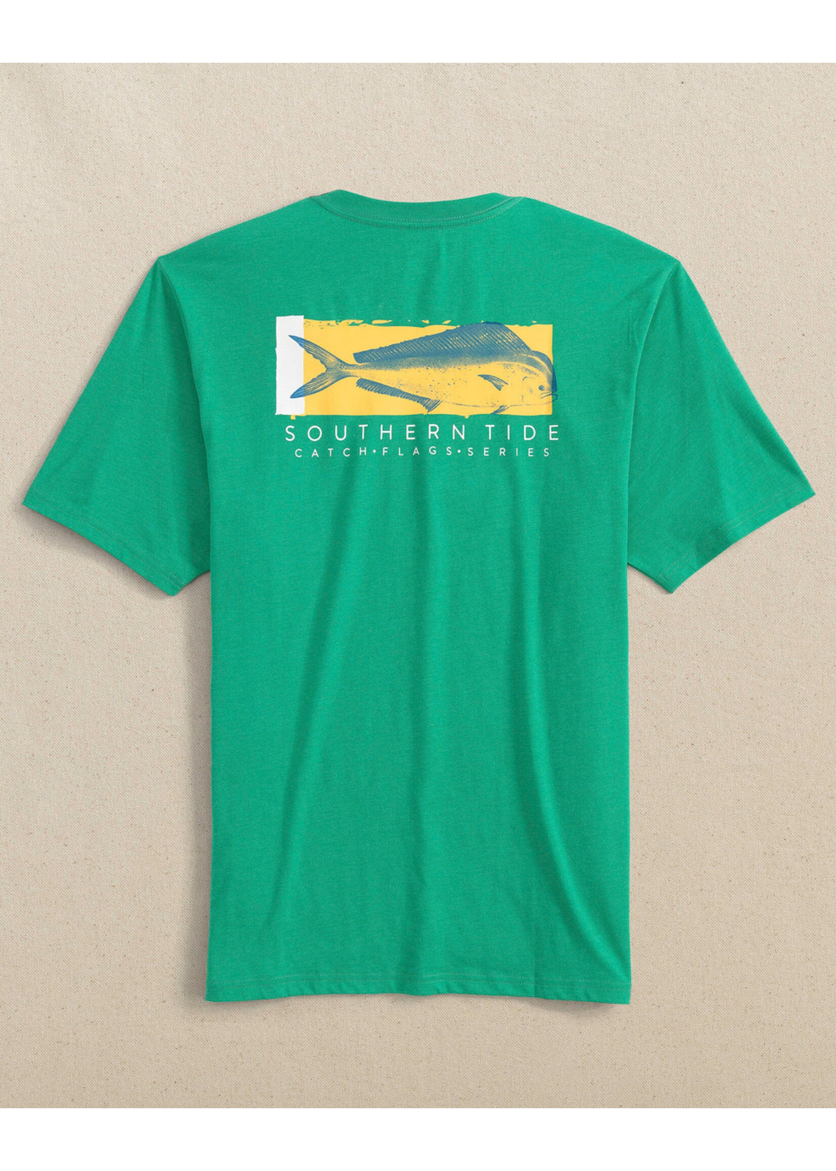 Southern Tide Southern Tide M SS Mahi Mahi Catch Flags Tee- Jade Green
