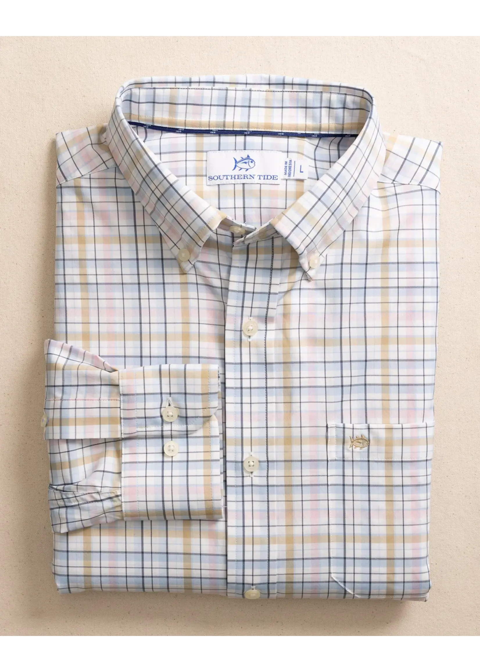 Southern Tide Southern Tide M LS Morris Island Plaid Sportshirt -Parfait Pink