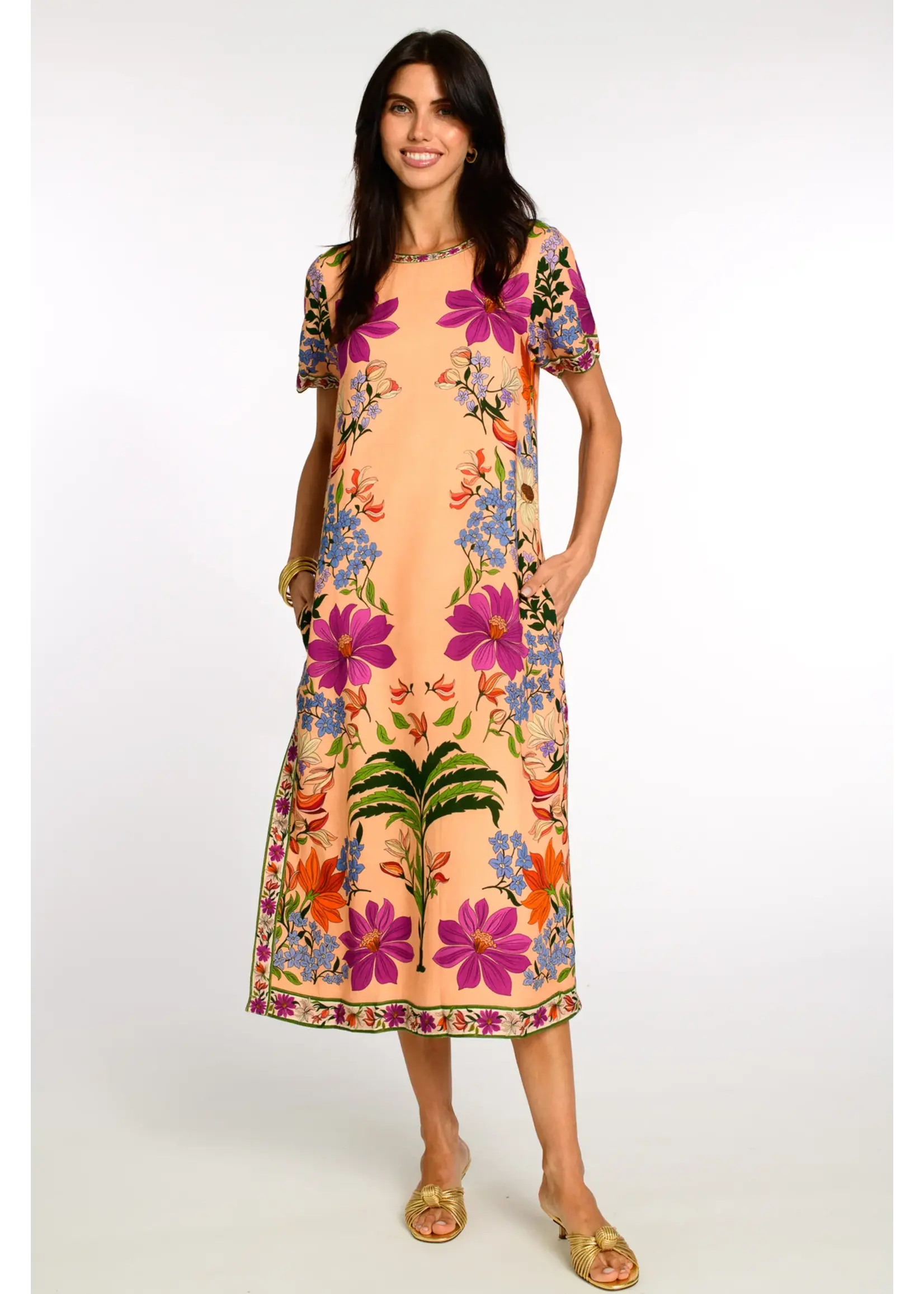 Elizabeth James Elizabeth James Tess Midi Dress - Tapestry Peach
