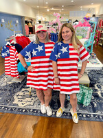 qos QOS American flag short sleeve dress