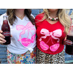 AnnaCraig + Oxford + Lee Bow Cherry Tee - Red {Women's Cut}