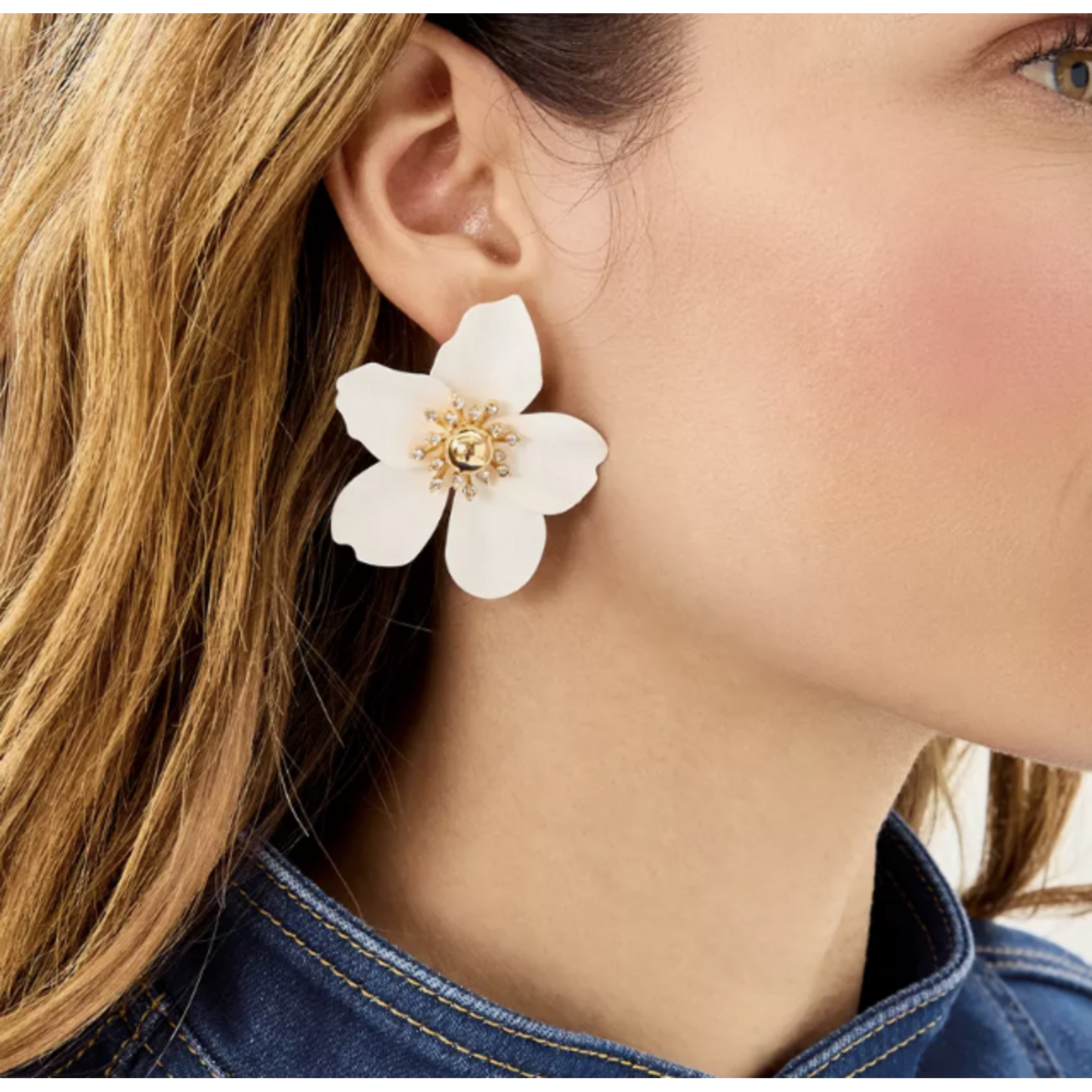 Lilly Pulitzer Lilly Pulitzer oversized orchid earrings - resort white