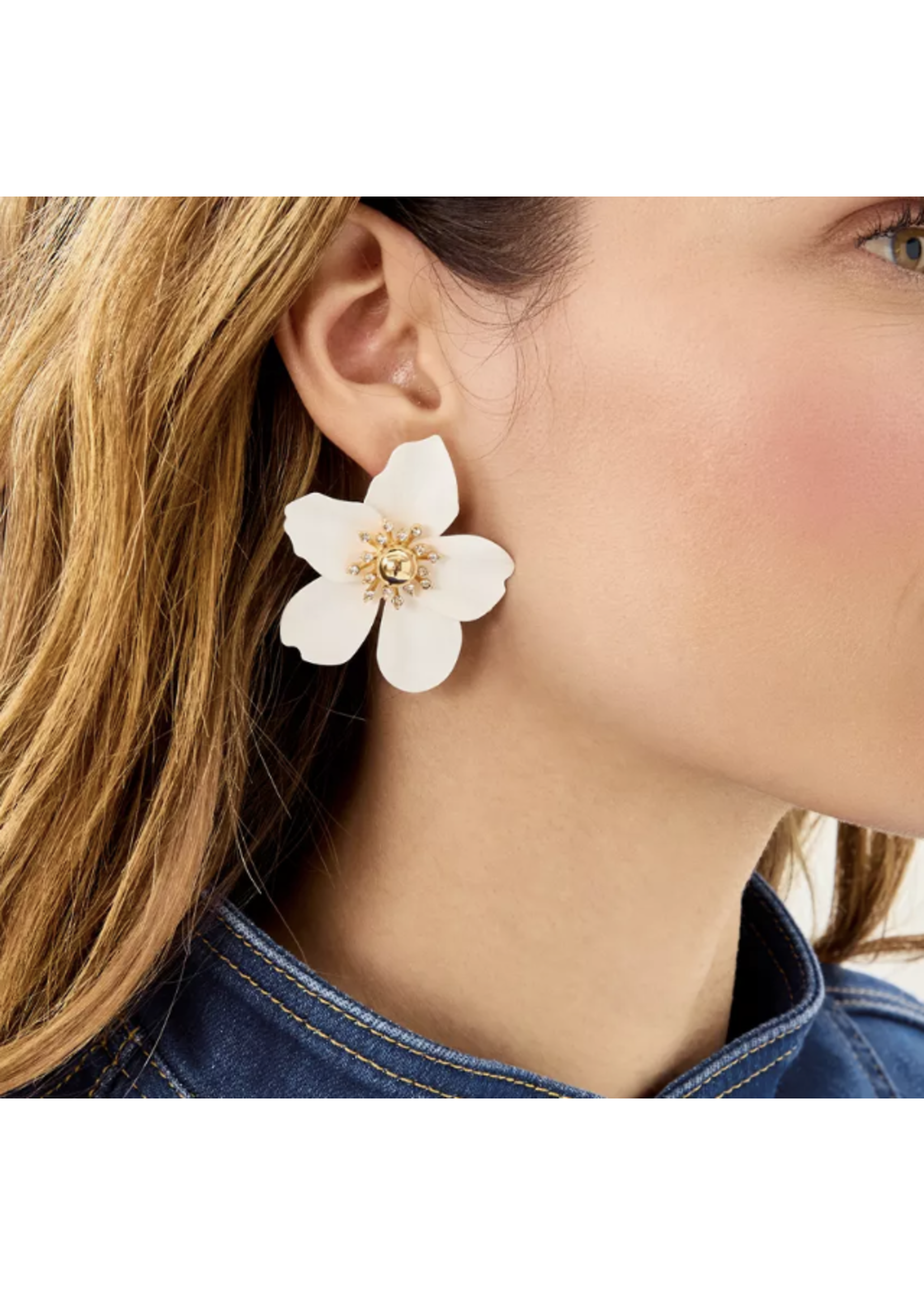 Lilly Pulitzer Lilly Pulitzer oversized orchid earrings - resort white