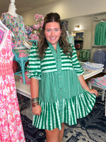 Emily McCarthy Emily McCarthy Sadie Dress-Mist Green Stripe
