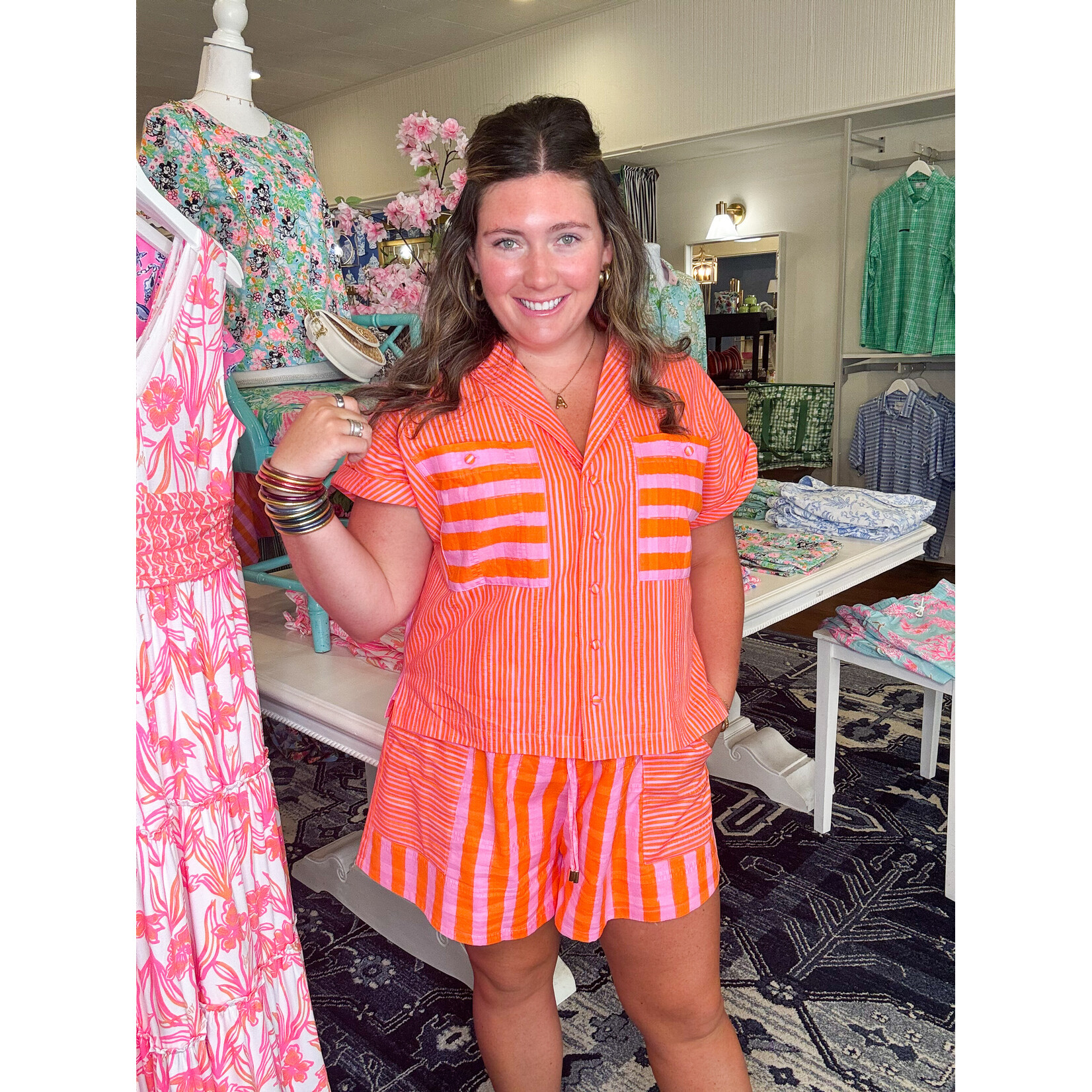 Emily McCarthy Emily McCarthy Scout short-Coral Pink Stripe