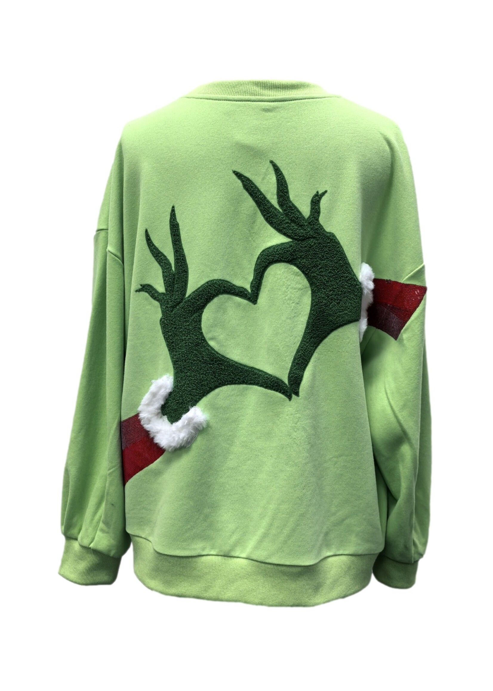 qos QOS Green Grinch Heart Hands