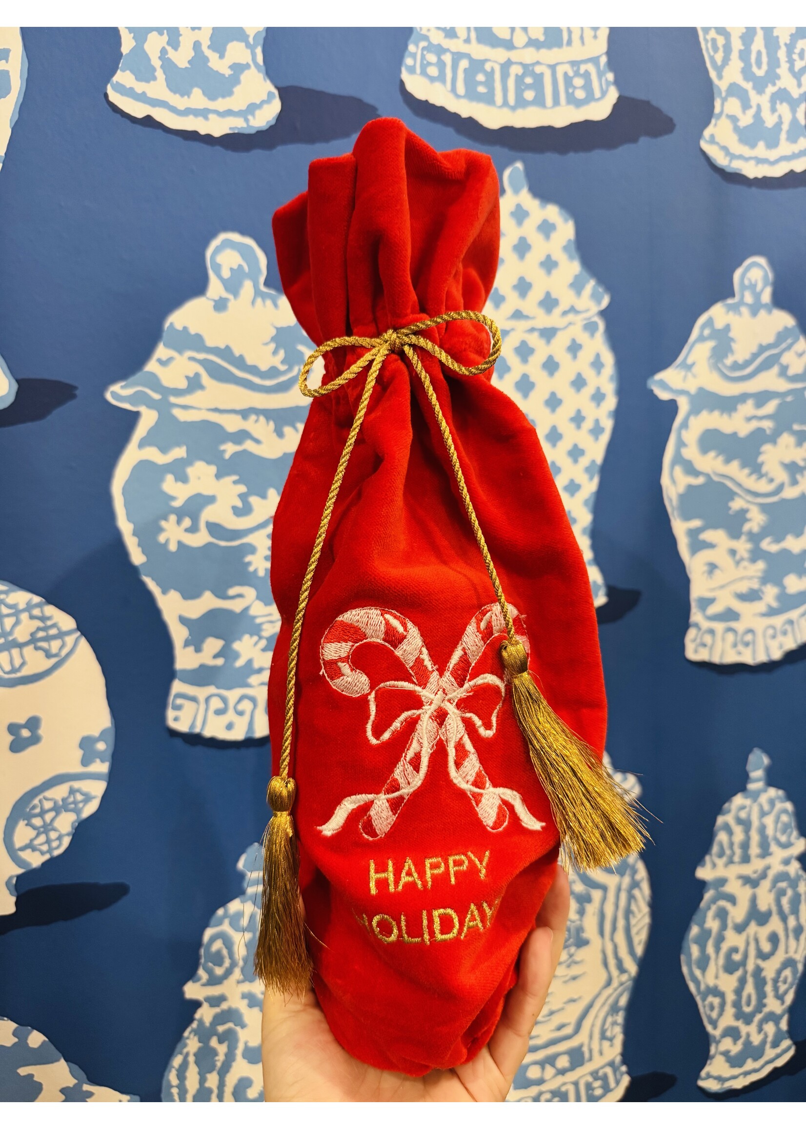 Candy Cane Wine bag