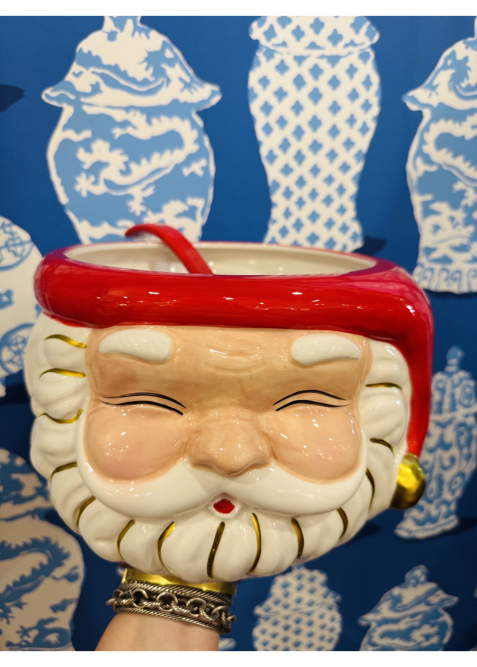 Red Santa Punch Bowl