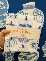 Toile Blue Pumpkins Towel- Chinoiserie Fall Tea Towel