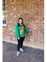 qos QOS Green Rhinestone Rudolph Wearing A Wreath Sweatshirt