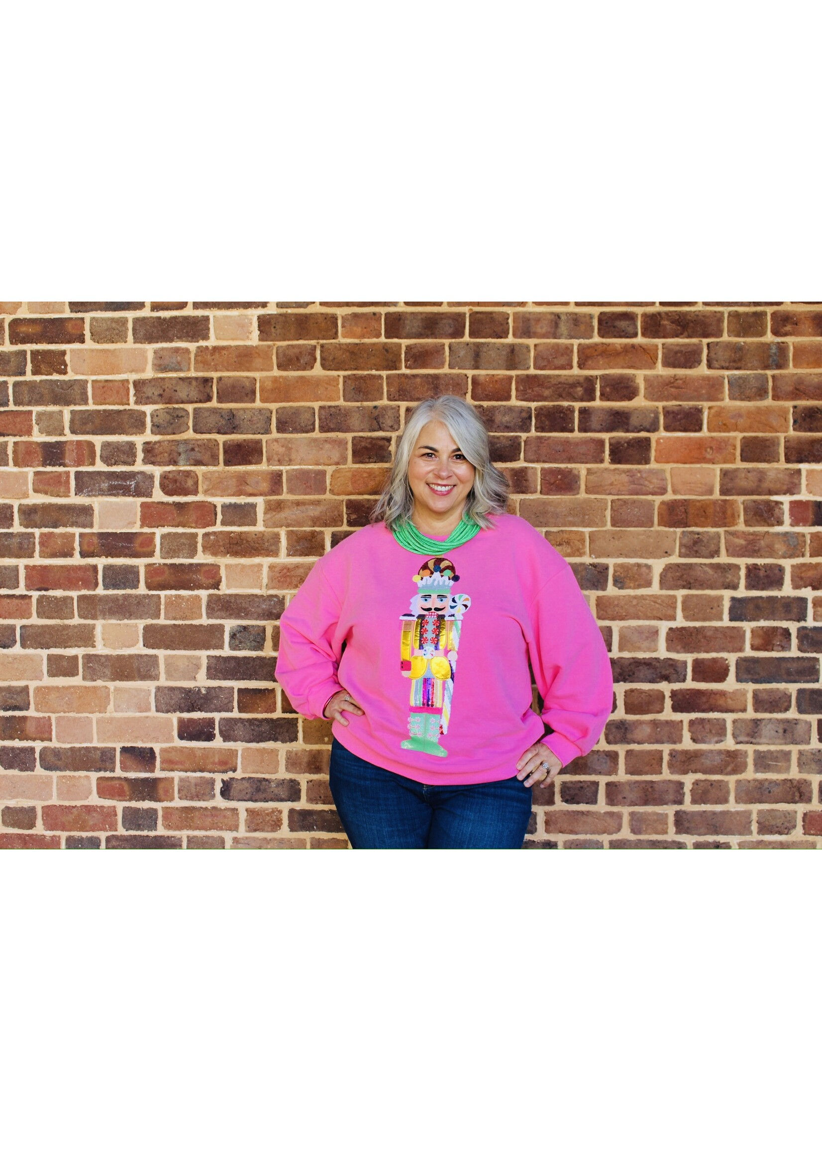 qos QOS Pink Candyland Nutcracker Sweatshirt