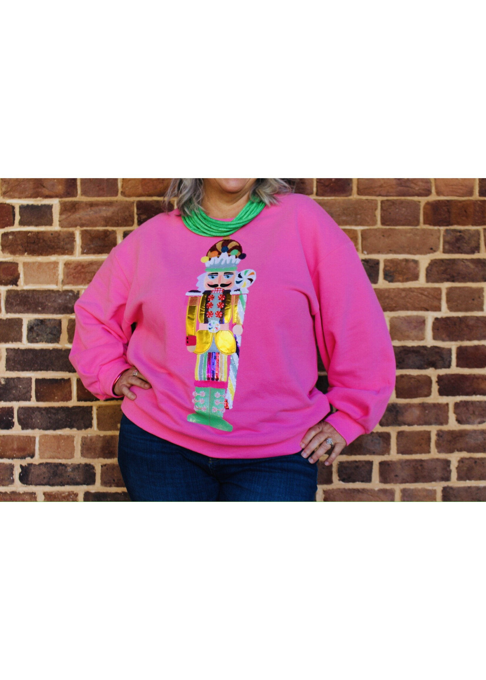 qos QOS Pink Candyland Nutcracker Sweatshirt