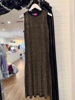 qos QOS Black + Gold Full Rhinestone midi Dress