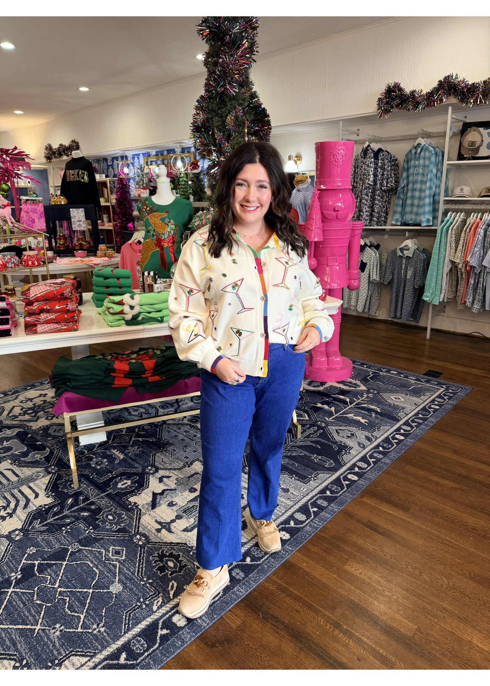 Queen of Sparkles QOS Cosmo + Martini Rainbow Cardigan