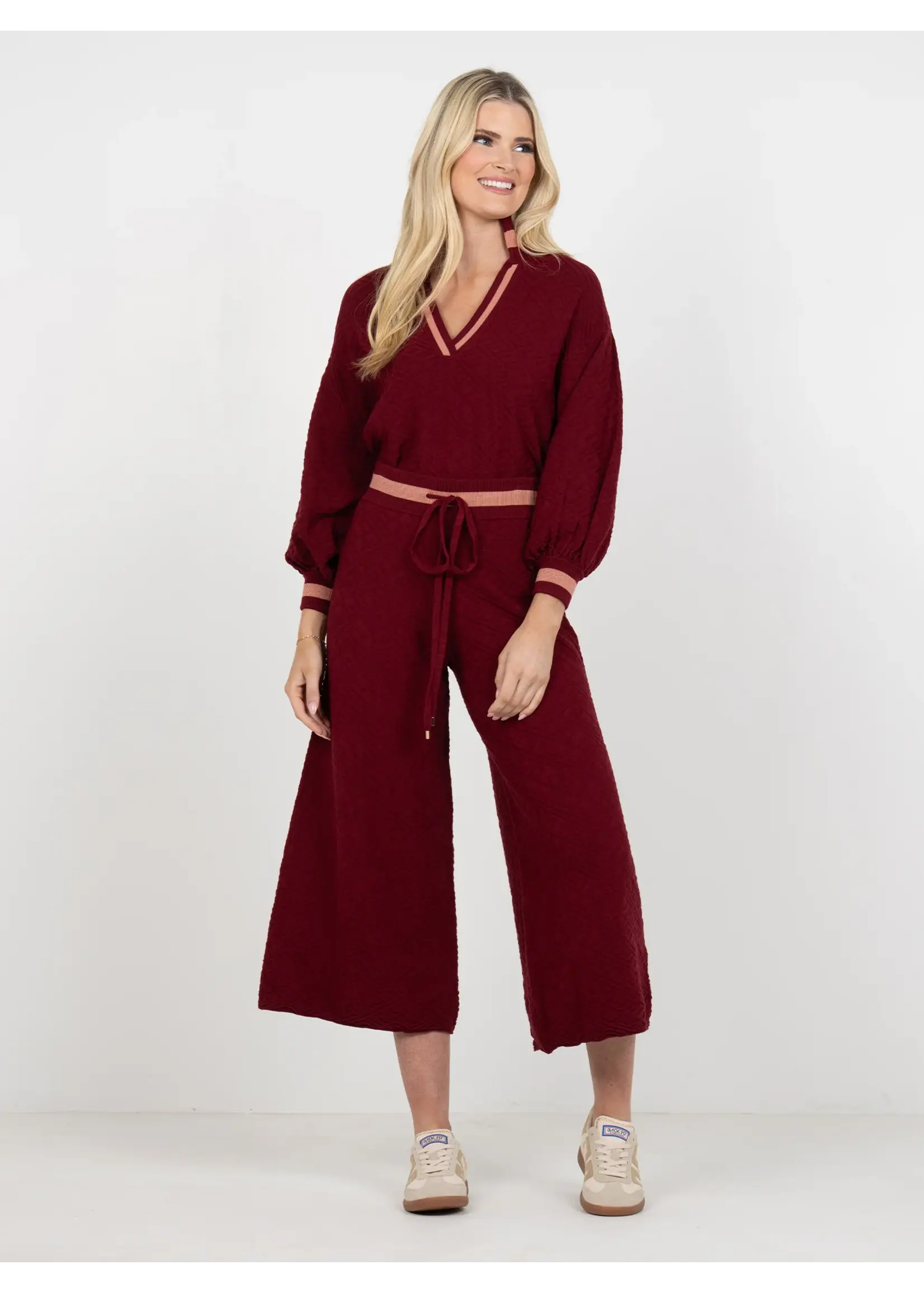 Emily McCarthy Emily McCarthy Teddy Crop Trouser - Merlot Monogram