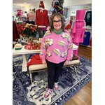 qos QOS Hot Pink Birthday Cake Sweatshirt