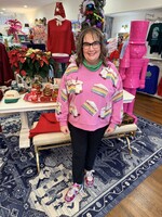 qos QOS Hot Pink Birthday Cake Sweatshirt