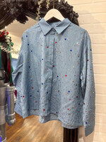 Queen of Sparkles QOS Chambray Rhinestone Button up