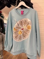 qos QOS Mint Blue Oyster Platter Sweatshirt