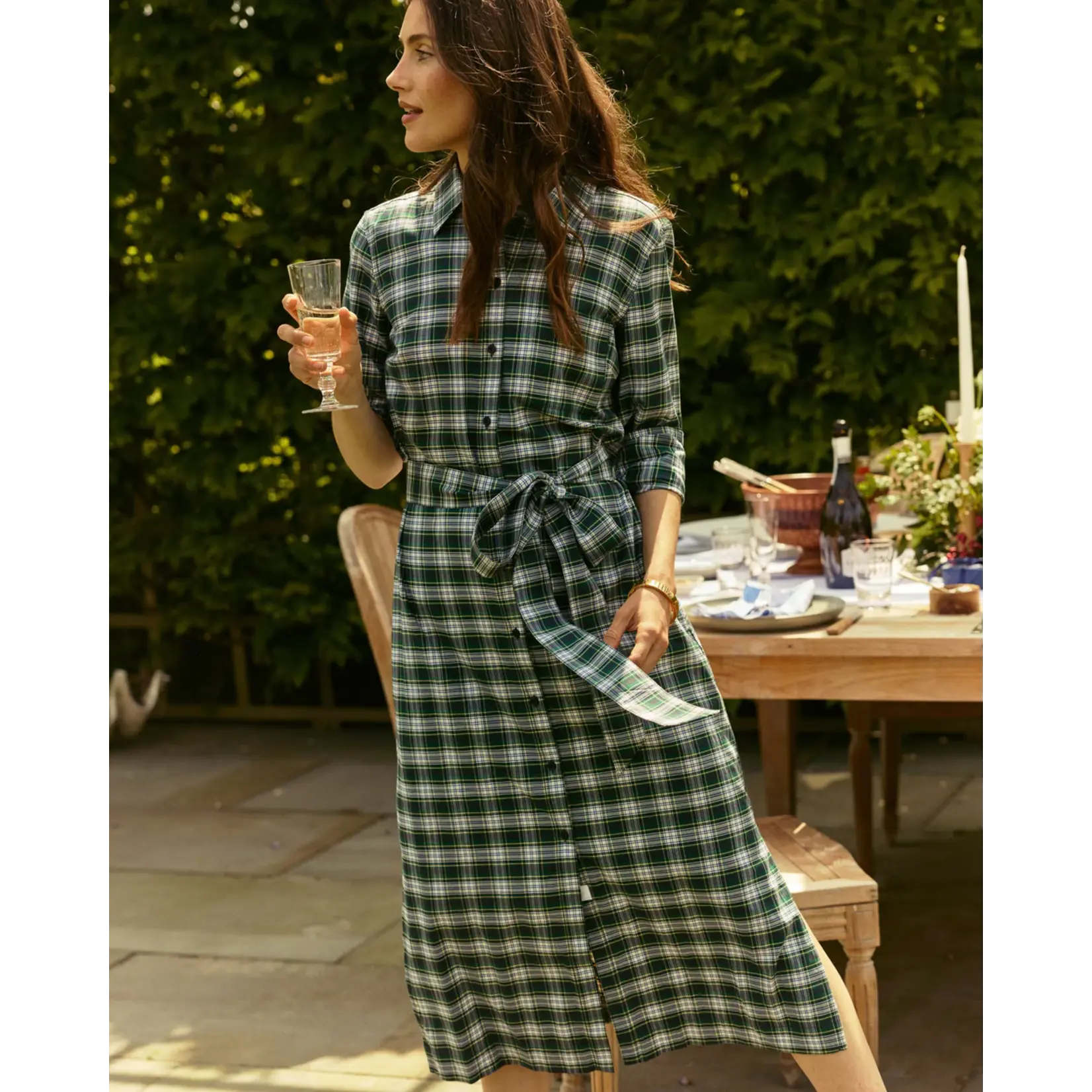 Southern Tide Southern Tide Trista Gordan Tartan Shirt Dress - Salt Meadow