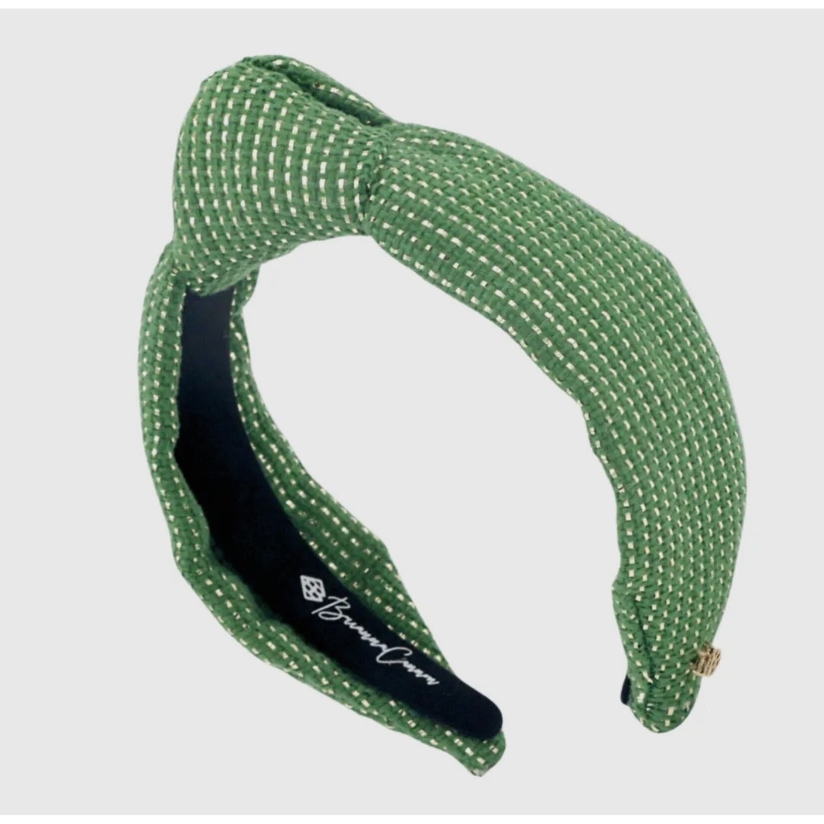 Brianna Cannon Solid Tweed + Gold Headband - Green