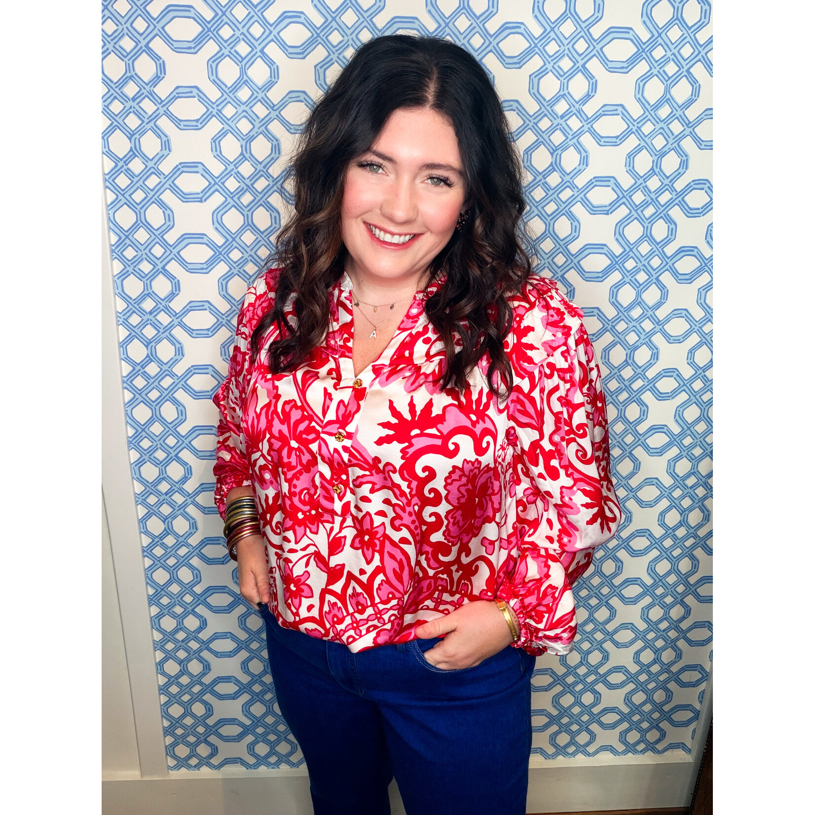 Lilly Pulitzer Lilly Pulitzer Japhia Long Sleeve Top - Spicy Socialite