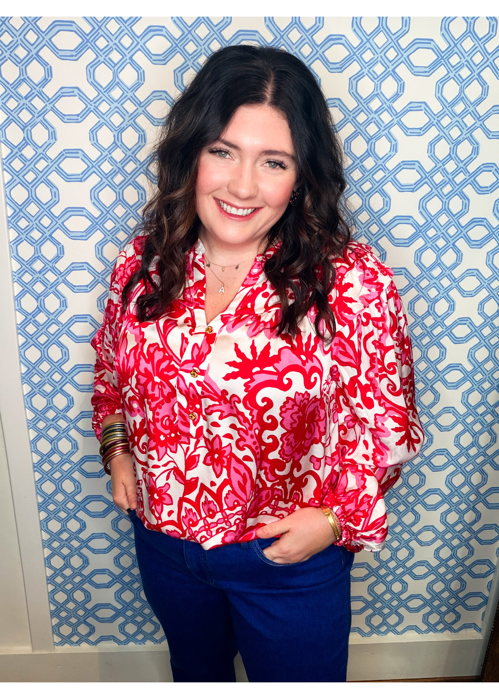 Lilly Pulitzer Lilly Pulitzer Japhia Long Sleeve Top - Spicy Socialite