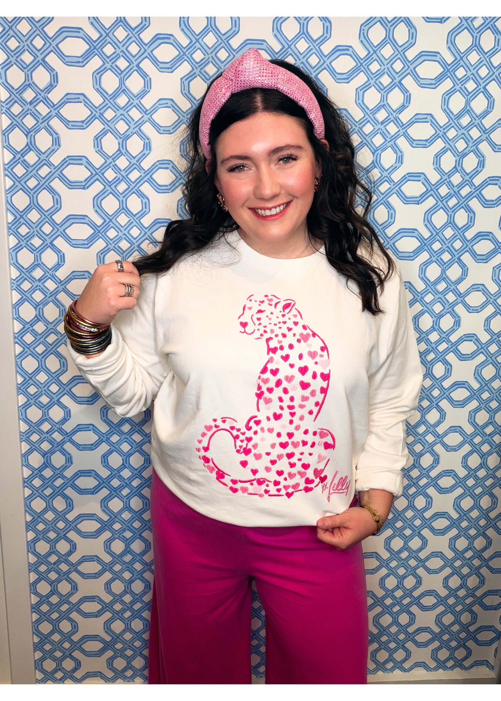 Lilly Pulitzer Lilly Pulitzer Ballard Long Sleeve Sweatshirt - Love Cat Embroidery
