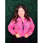 qos QOS Hot Pink Groovy Heart Tie up Sweater