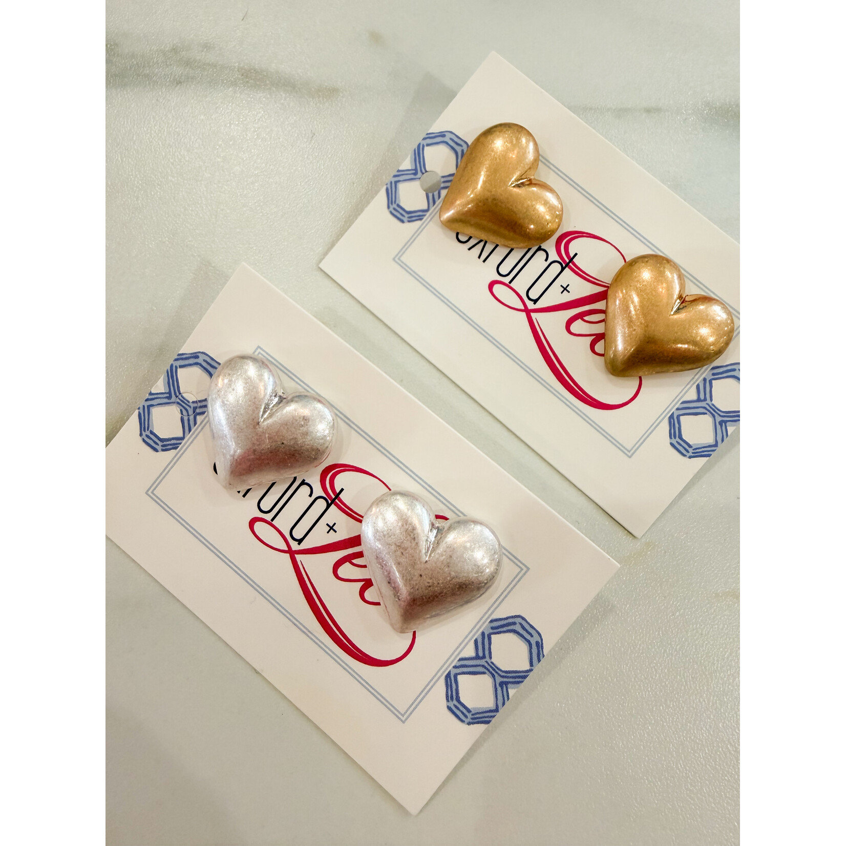 Puffy Vintage Heart Stud