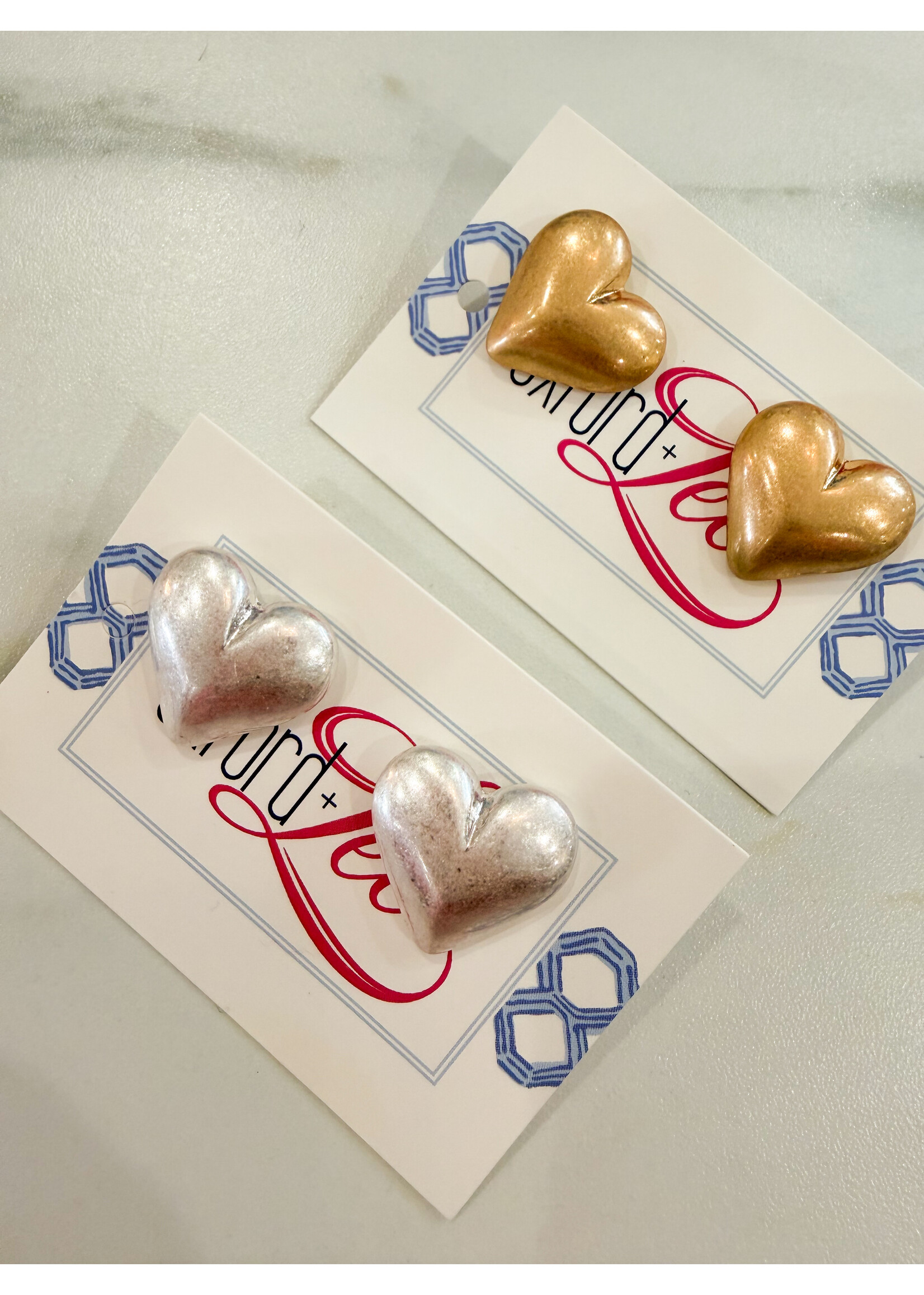 Puffy Vintage Heart Stud