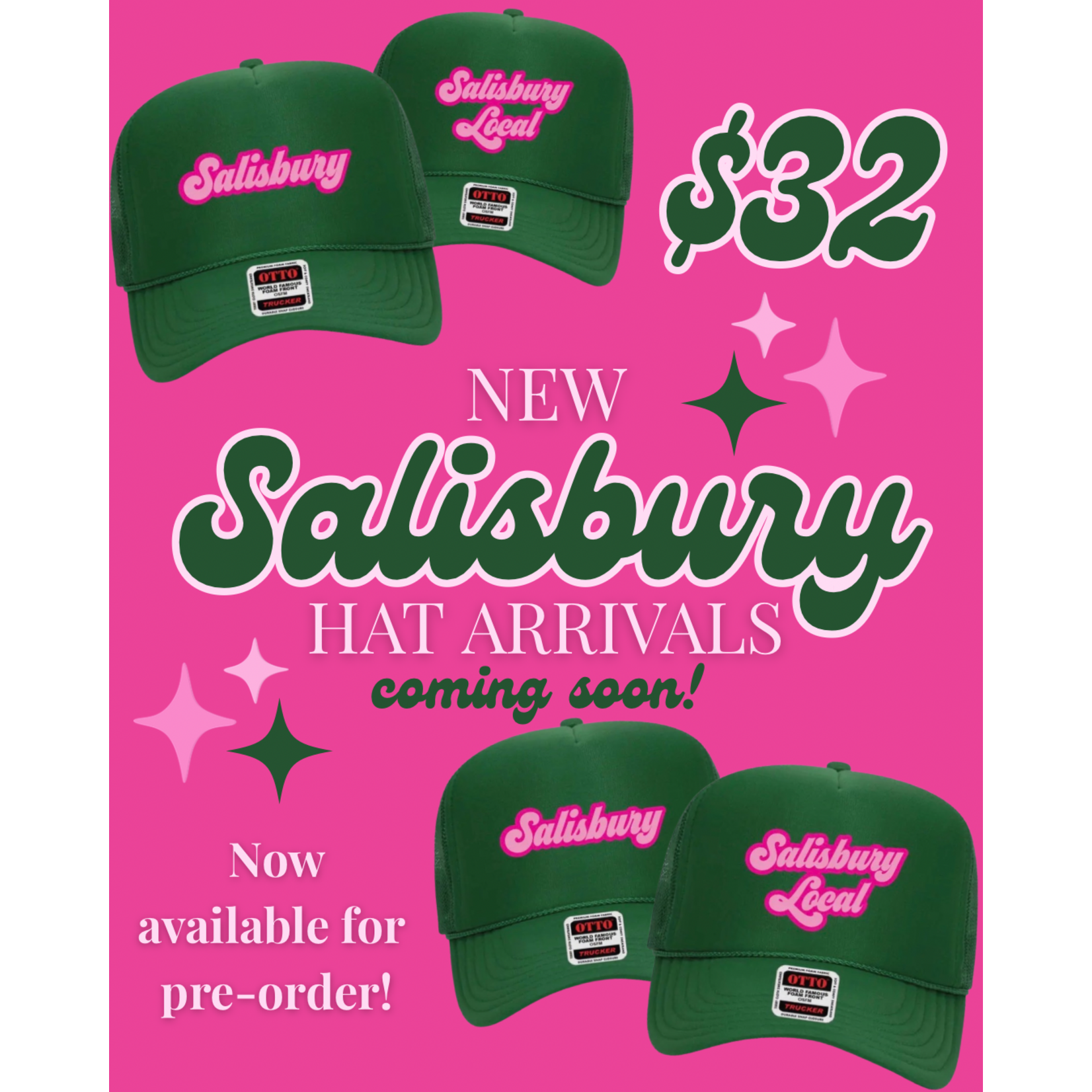Salisbury Trucker Hats! - Kelly Green/Pink