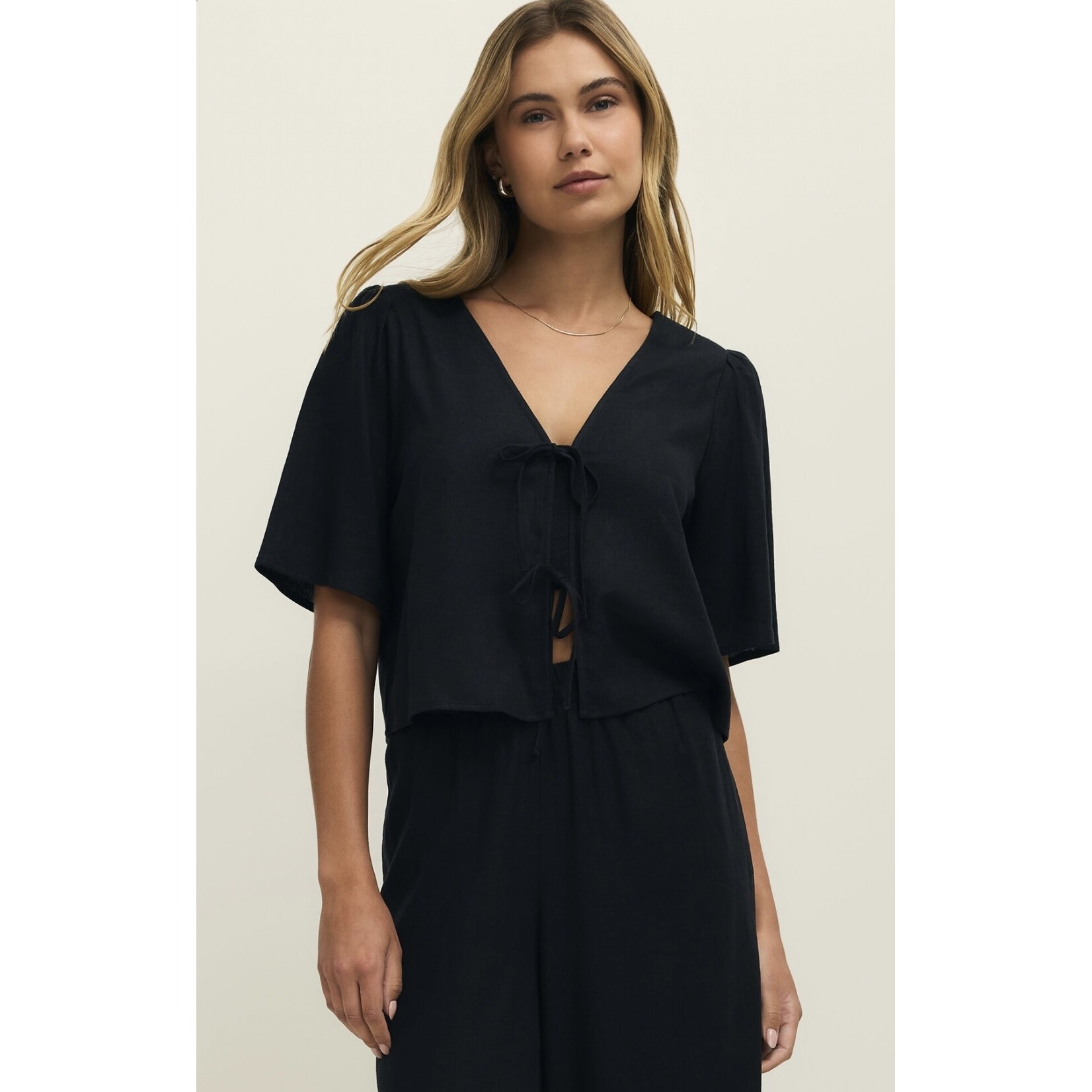 Z Supply Z Supply La Belle Linen Top - Black