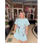 qos QOS Blue Fish On Fishing Rod Tee