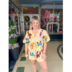 Queen of Sparkles QOS Yellow Stripe Crab + Lobster Tie Top