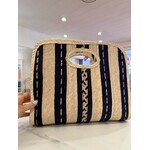 Square Straw Beach Tote - Black / Natural