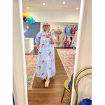 Queen of Sparkles Queen of Sparkles- Light Blue & White Striped American Flag Cotton Button Up Midi Dress