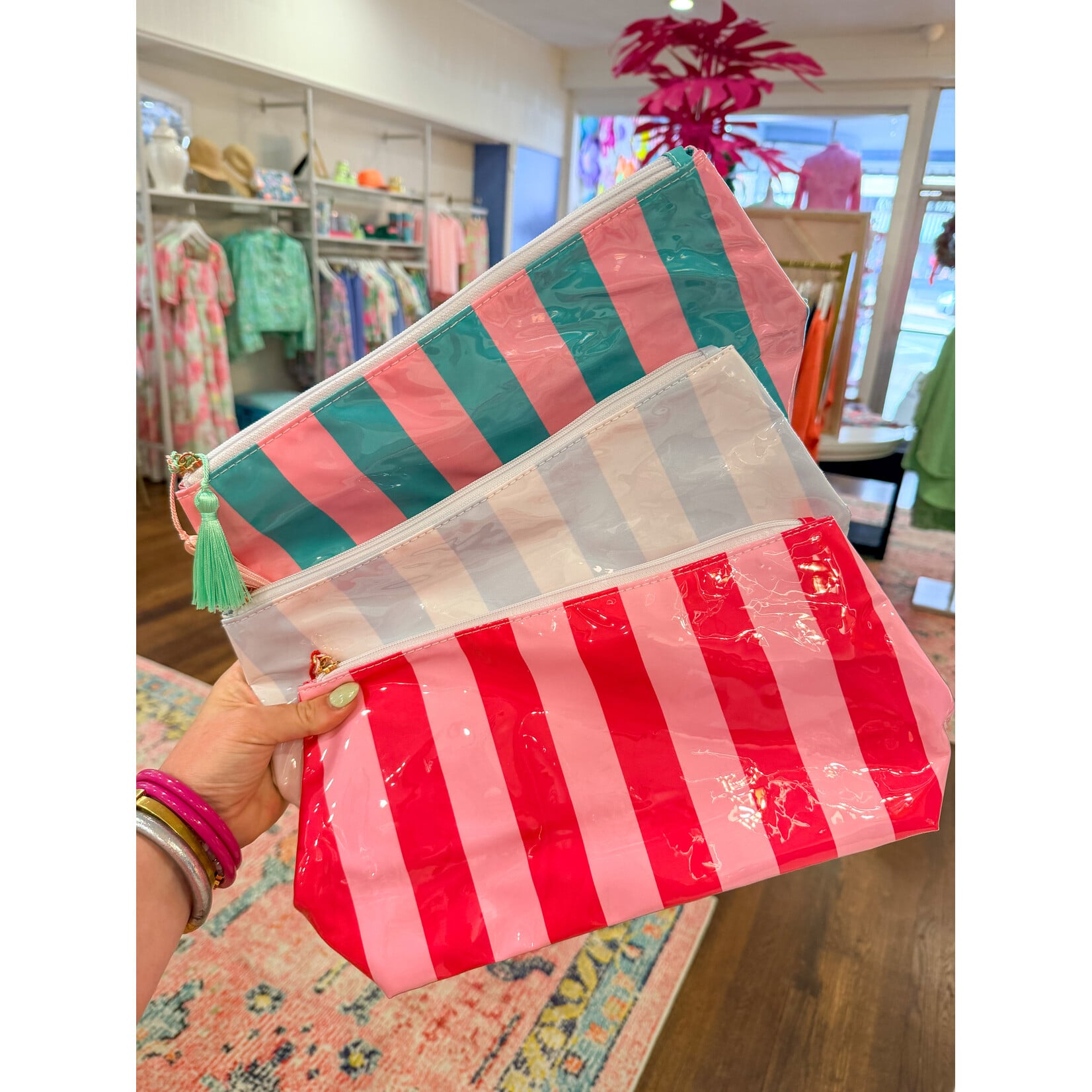 Faire Waterproof Cosmetic Case PVC Makeup Bag Fun Stripes