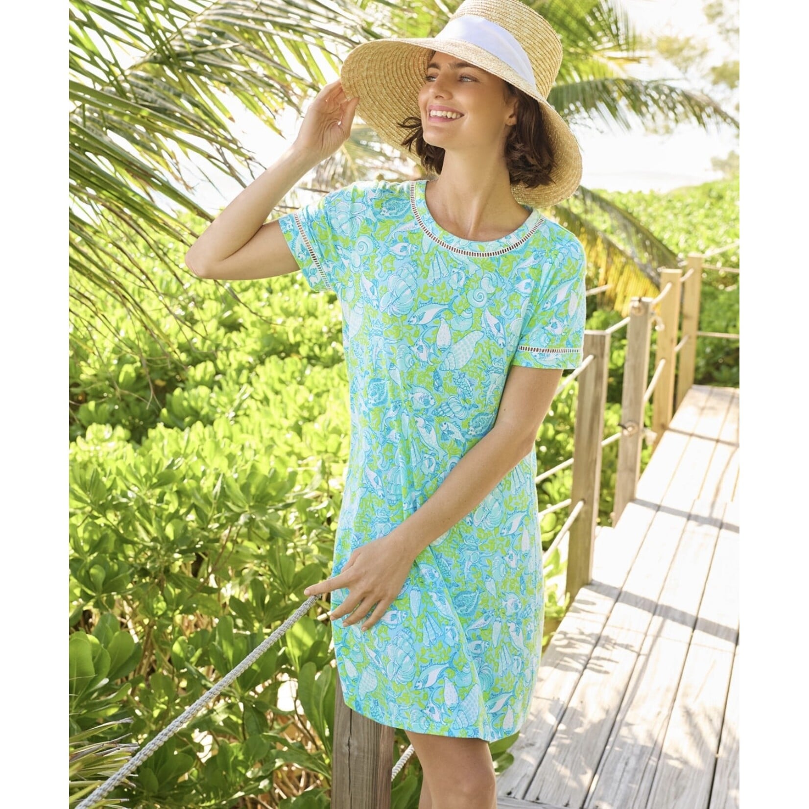 Lilly Pulitzer Lilly Pulitzer Cody Short Sleeve  Dress - Day Dream Throw me a line