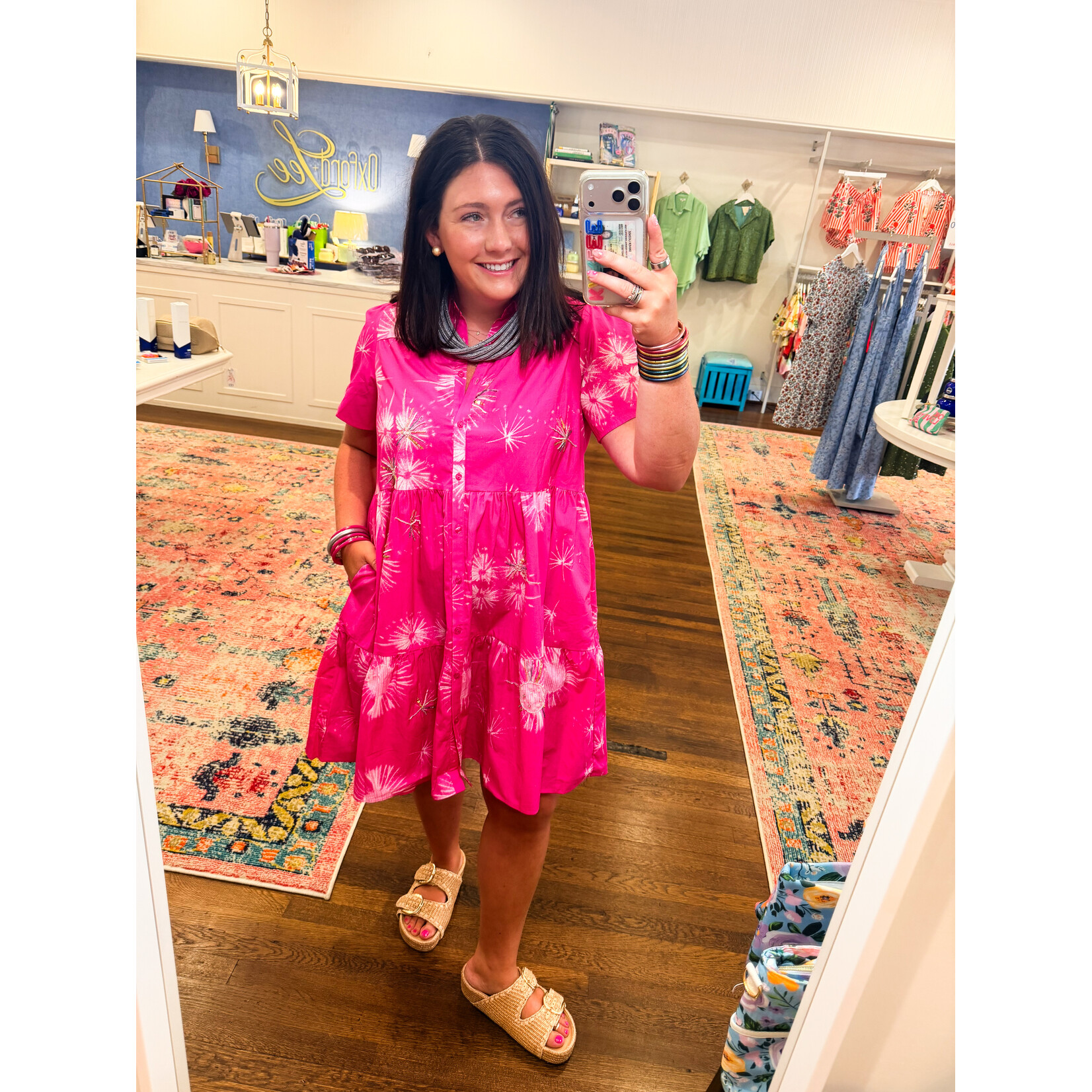joh Joh Jasmine Dress with Studs and Beading- Fuschia