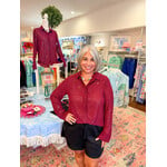 qos QOS Maroon Rhinestone Button up