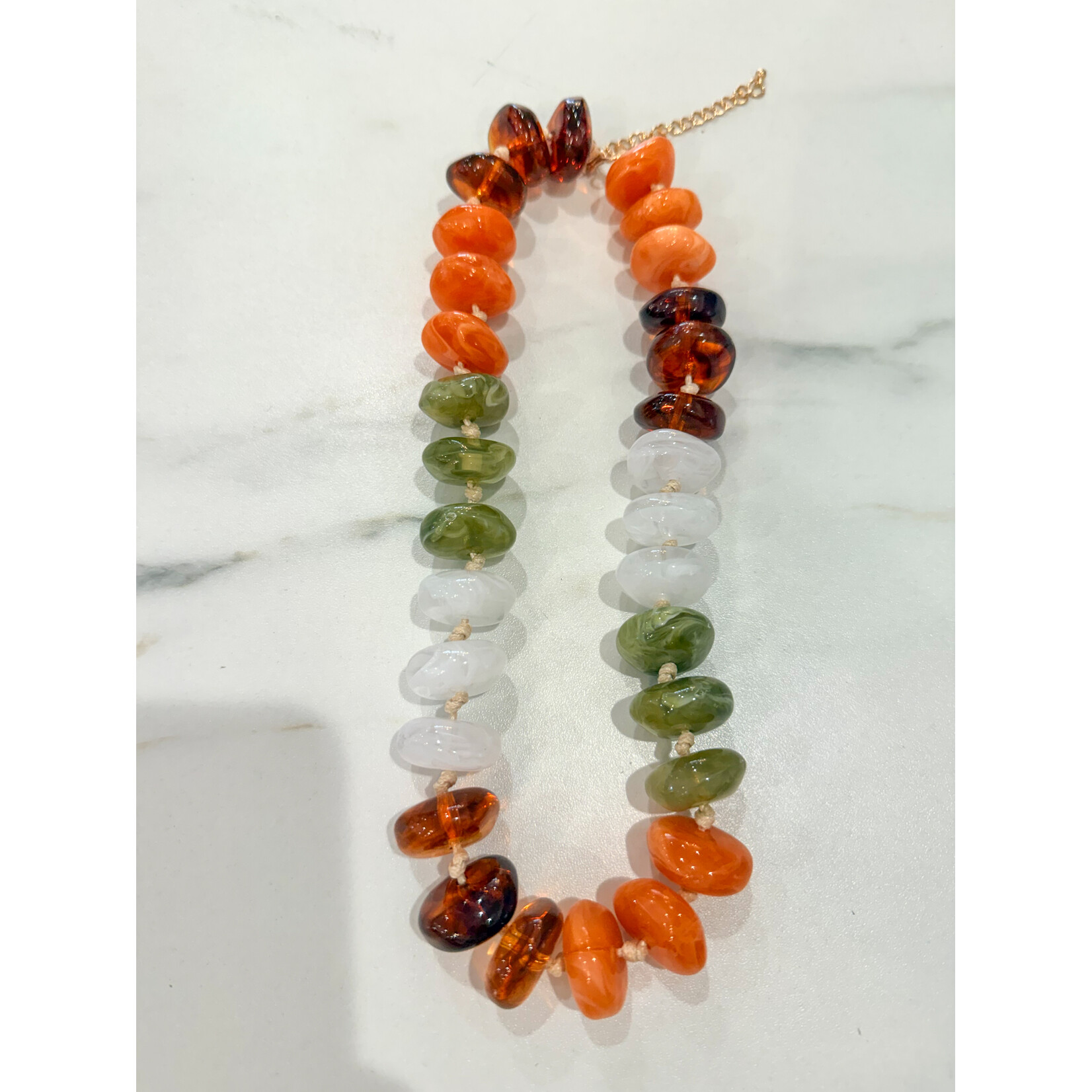 Chunky Rondelle - Orange + Green Mix