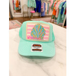 Handpainted Stripe Shell hat - seafood