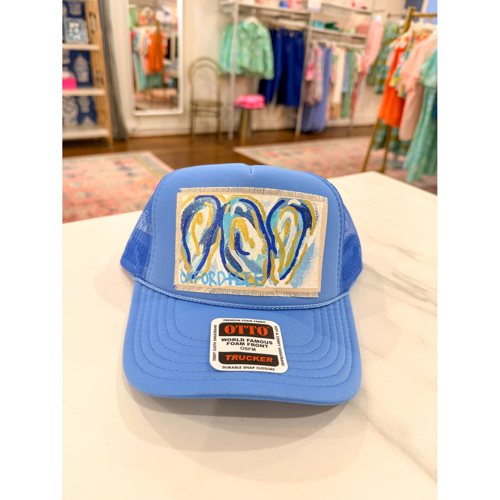 Hand painted Oyster Hat - Light Blue