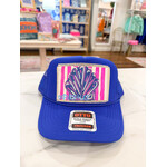 Handpainted Stripe Shell Hat - Cobalt